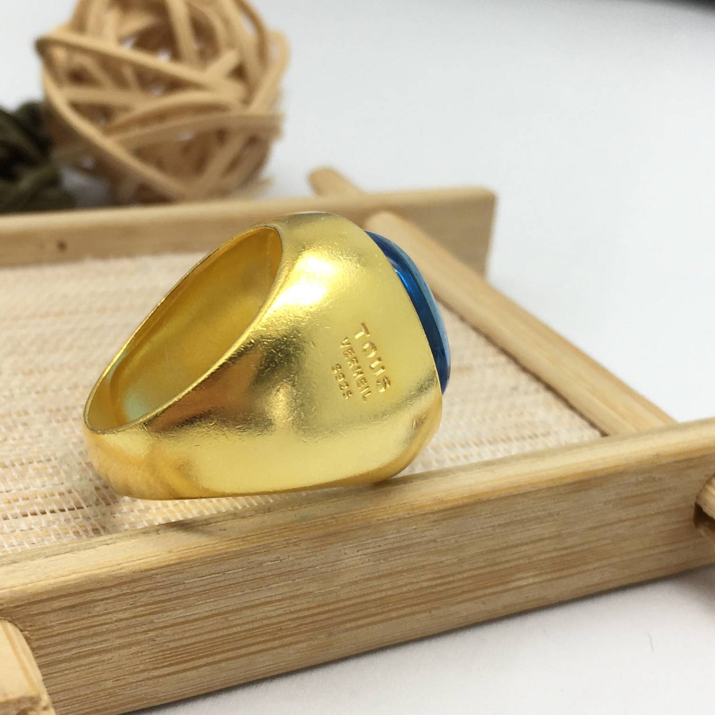 Silver vermeil Blue Ring with amethyst