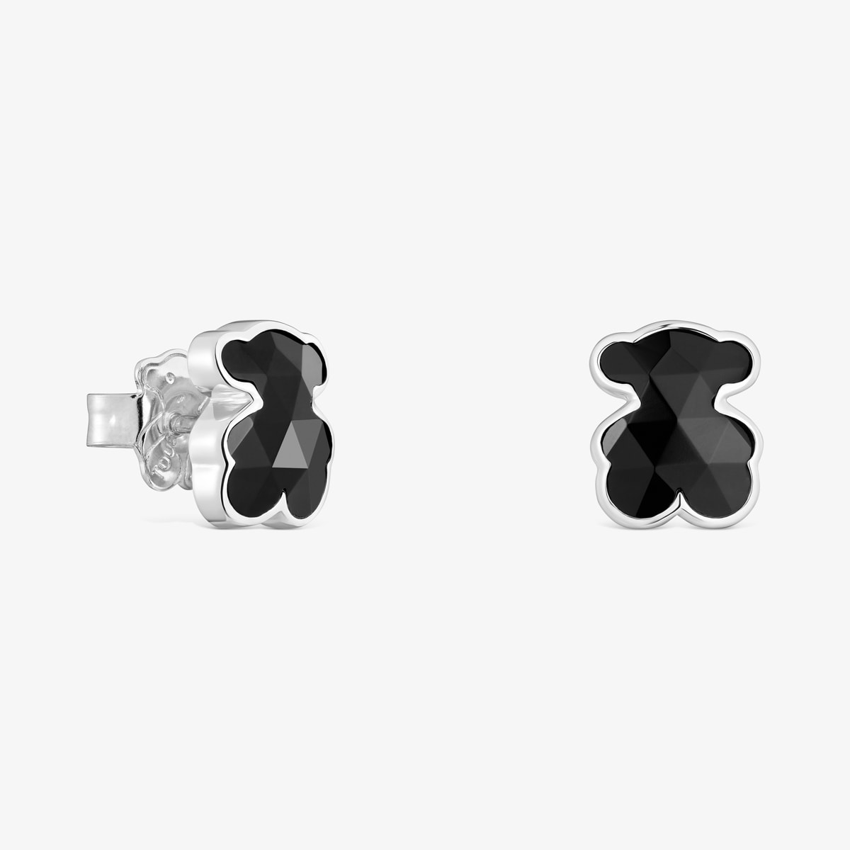 10 mm silver and onyx bear Earrings Icon Color
