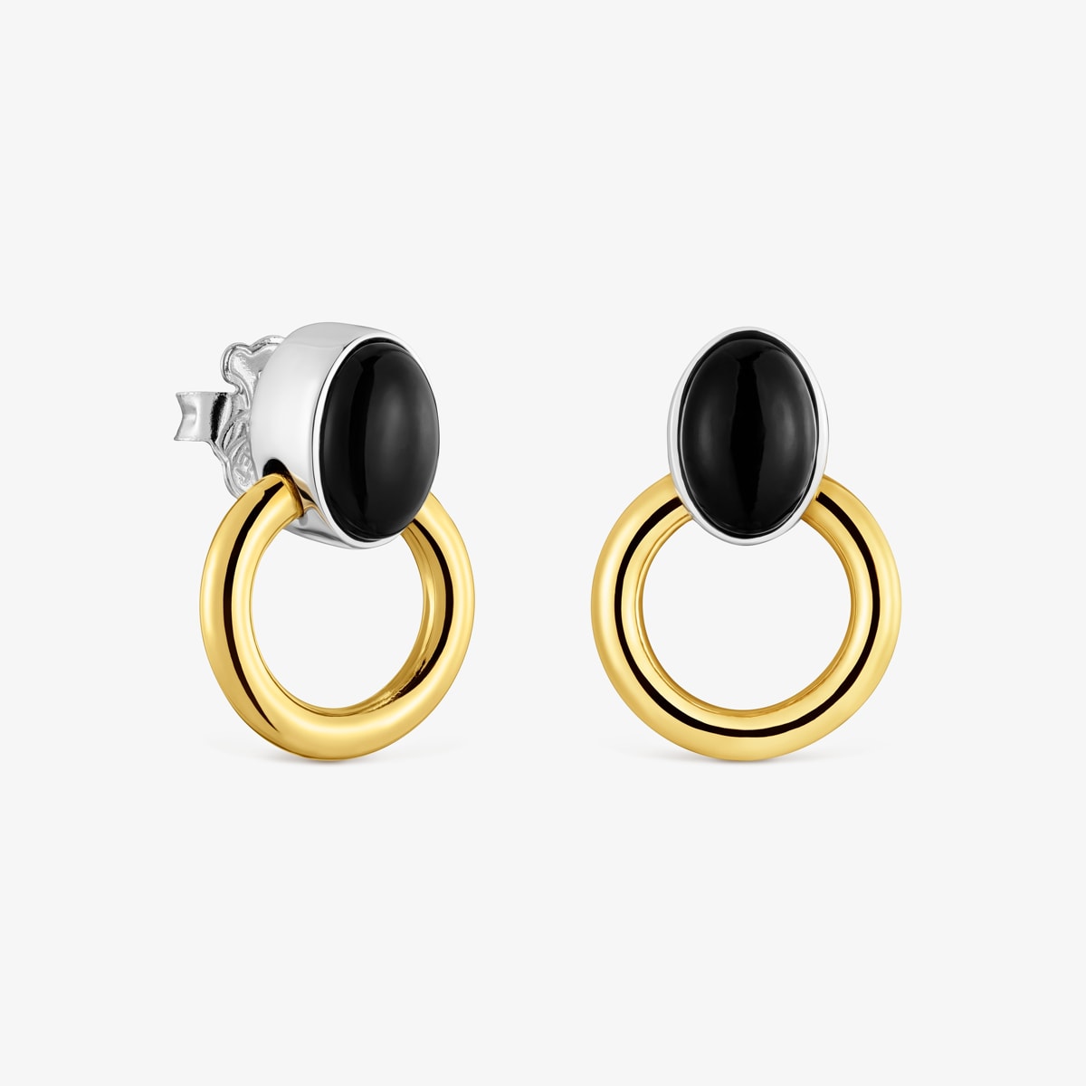 Two-tone Hoop earrings with onyx Gem Power