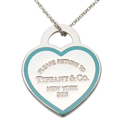 Tiffany & Co. Return to Hearts Necklace with Heart Tag, Sterling Silver 925, Blue