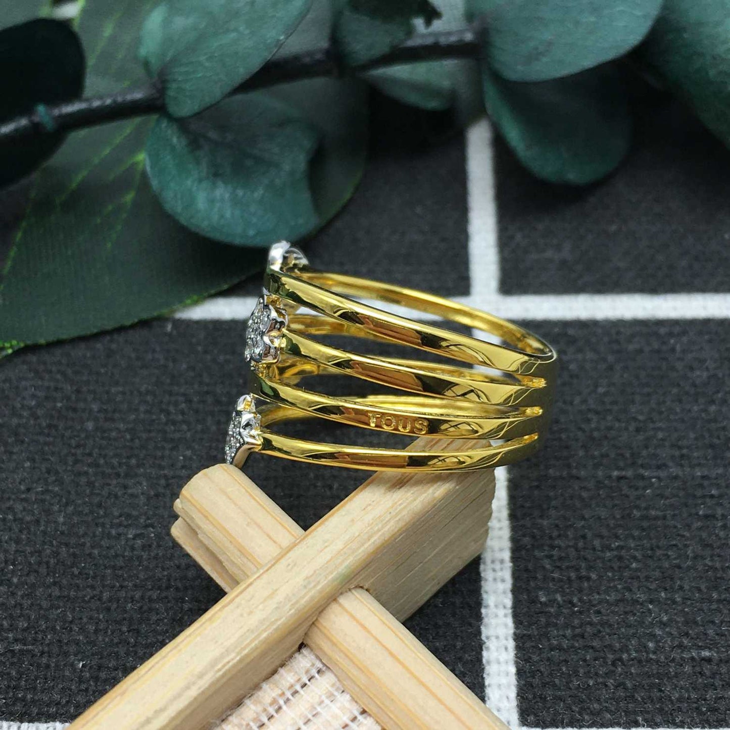 Silver gold-colored Join Ring with Gemstones size