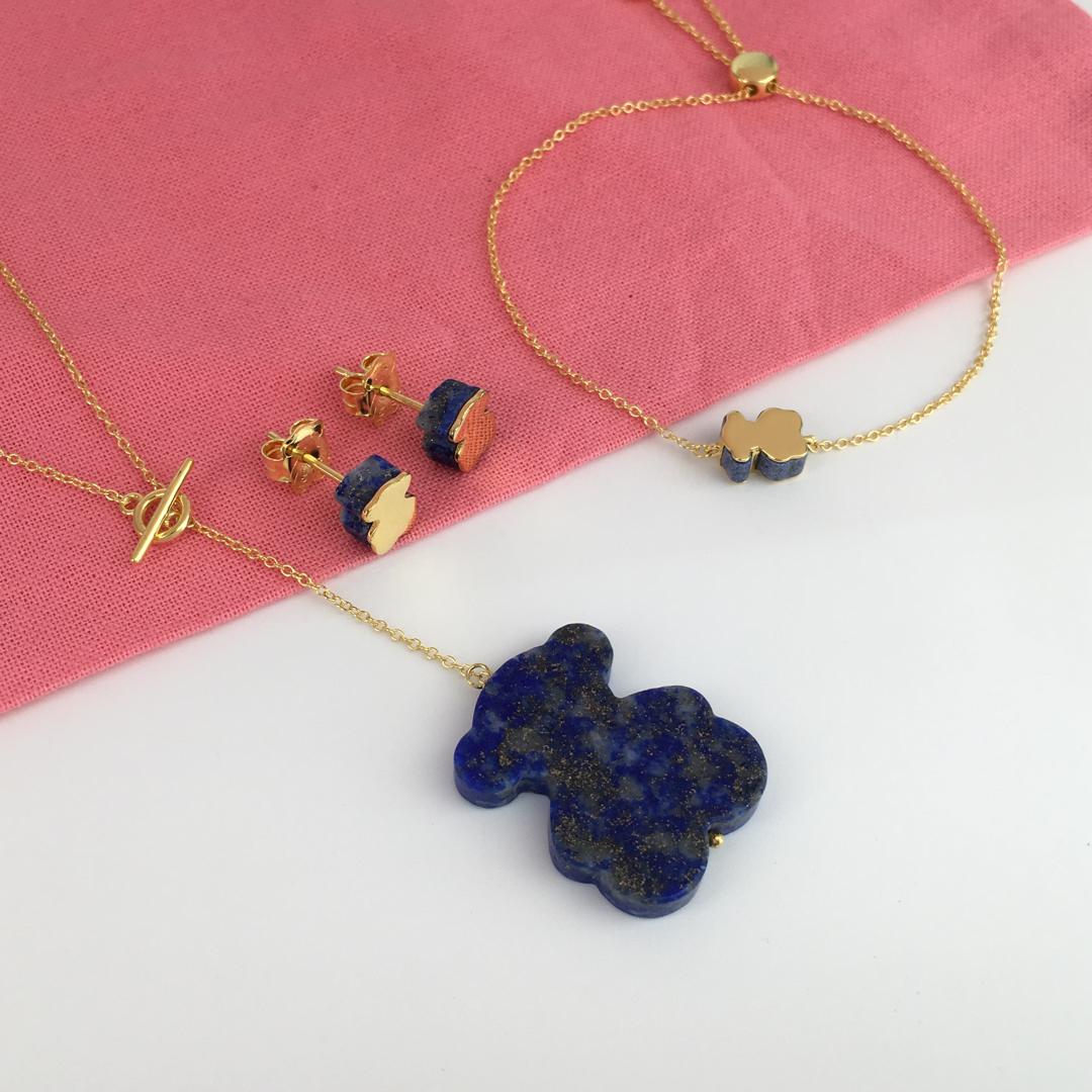 Set Of New bear Earrings bracelet necklace with lapis lazuli 1950