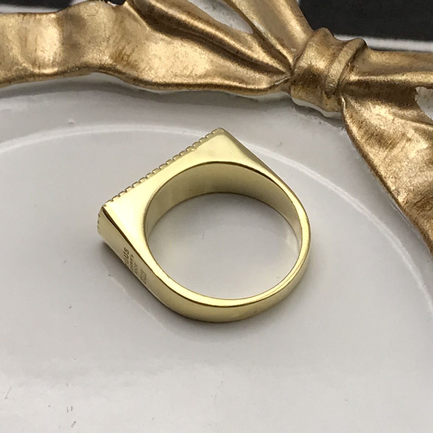 Silver vermeil Signet ring with logo