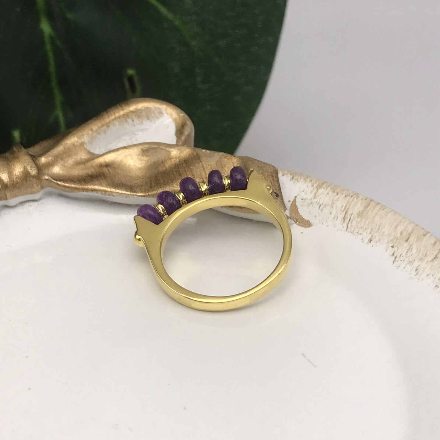 Silver vermeil Virtual Garden Bar ring with amethyst