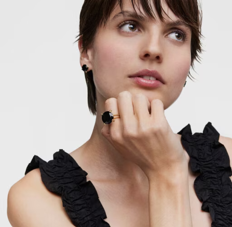 Ring with plating over silver and onyx Cachito Mío