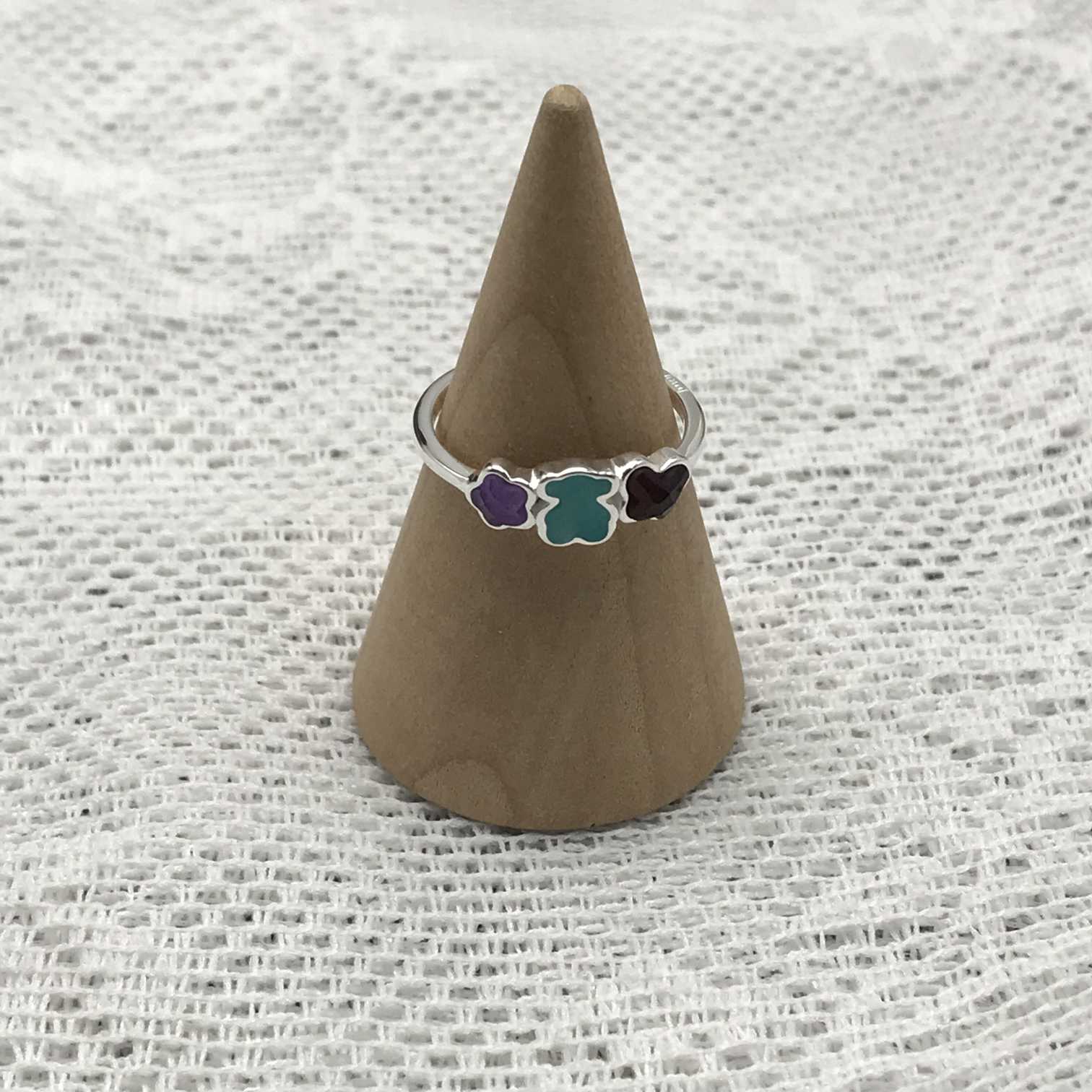 Silver Bold Motif Ring with gemstones and motifs