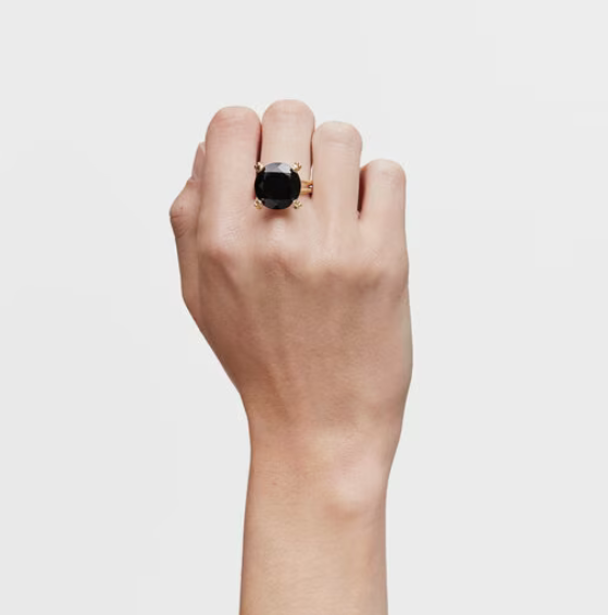 Ring with plating over silver and onyx Cachito Mío