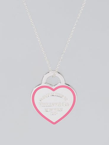 Sterling Silver and Pink Enamel Return To Tiffany Heart Tag Pendant Necklace