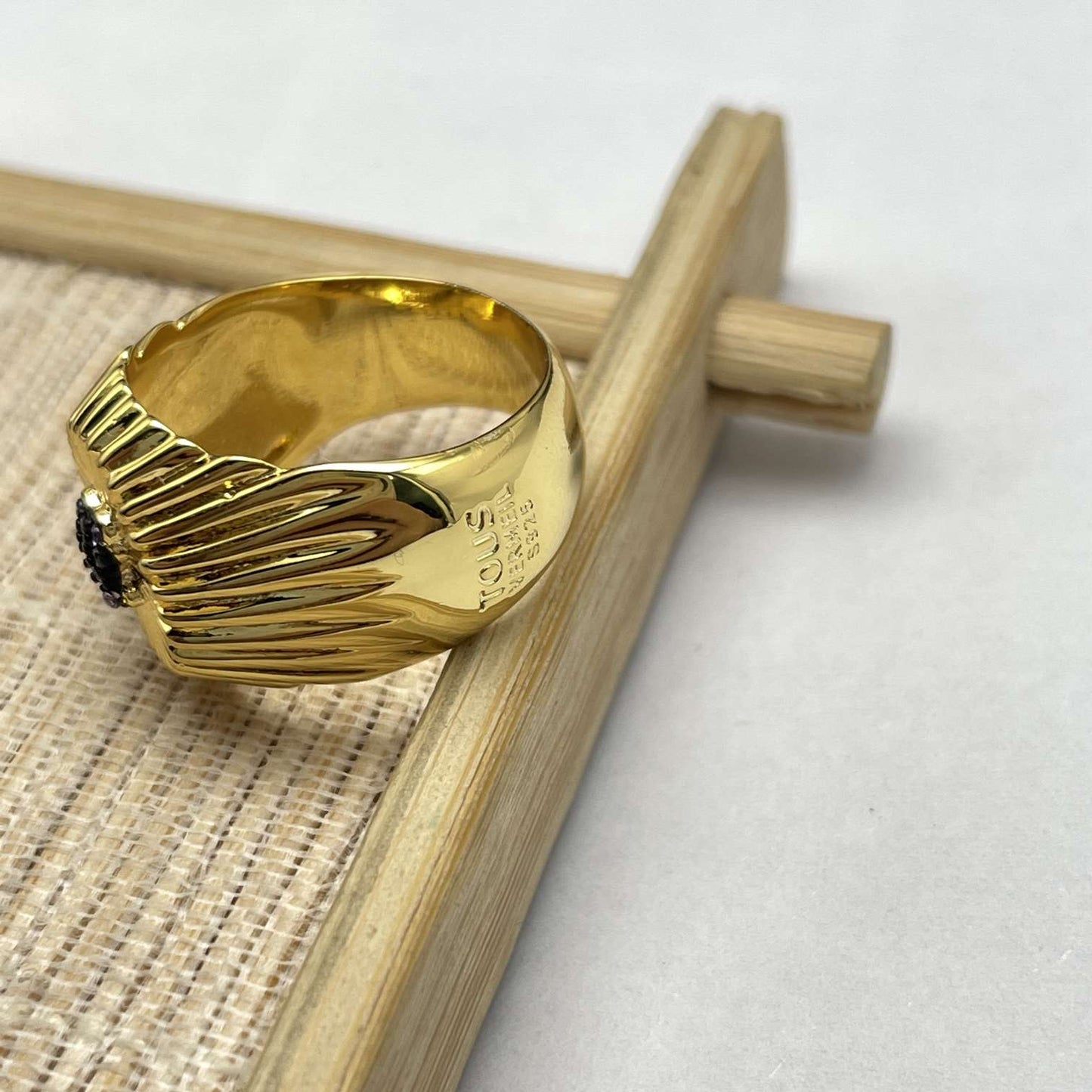 Silver vermeil Signet ring and bear with iolite Iris Motif