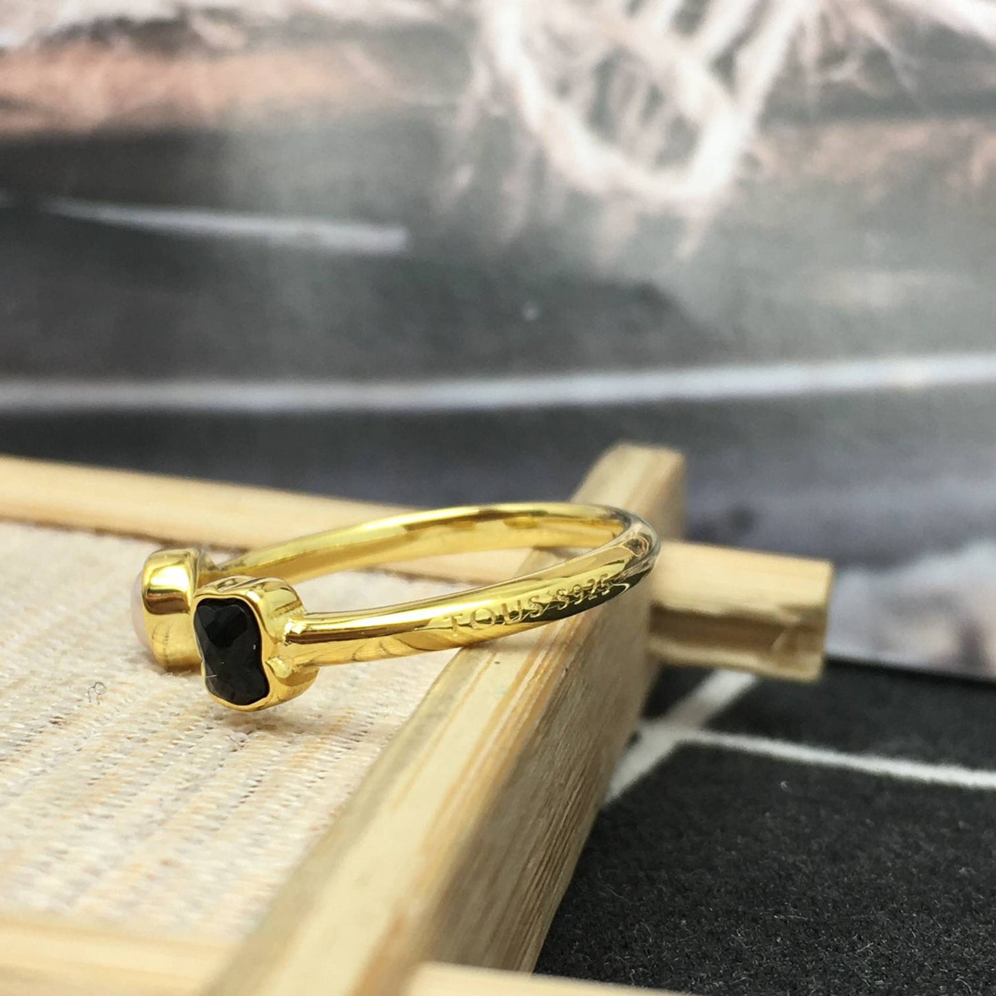 Glory Ring in Silver Vermeil with Onyx and Pearl