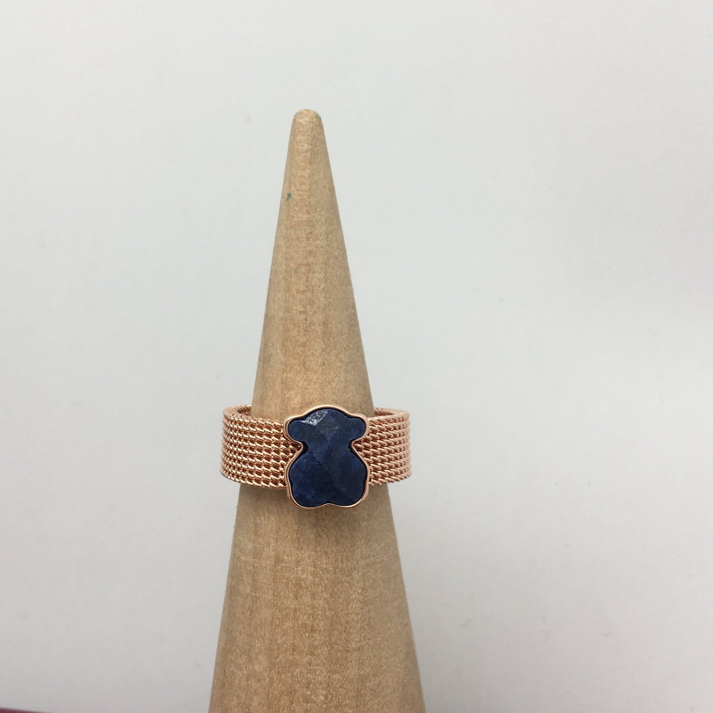 Gold-colored IP Steel Mesh Color Ring with Amethyst Bear motif