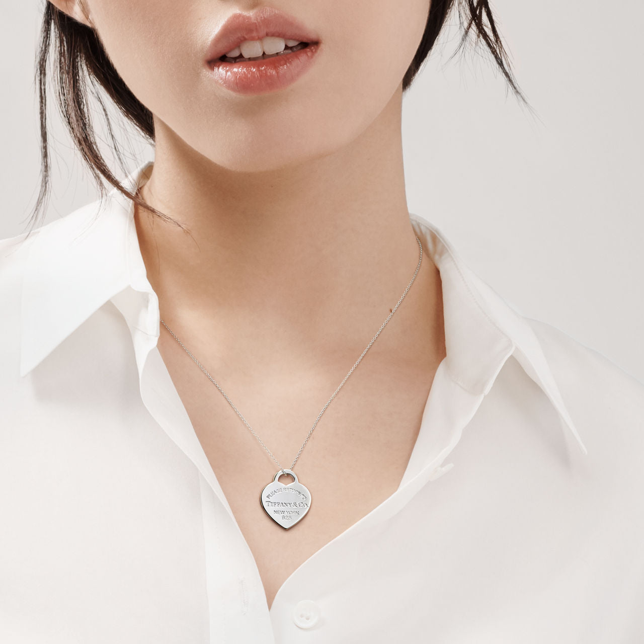 Iconic Tiffany & Co. Sterling Silver Heart Tag Pendant Necklace, Medium Size