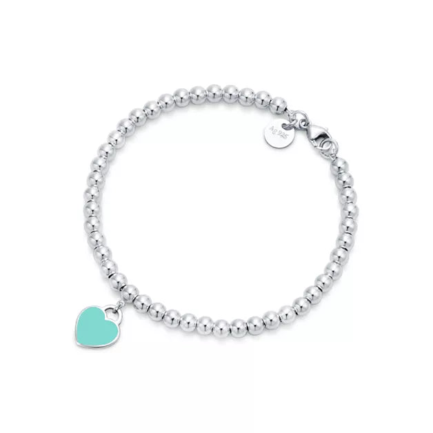 Return to Tiffany® Tiffany Blue® Heart Tag Bead Bracelet in Silver, 4 mm