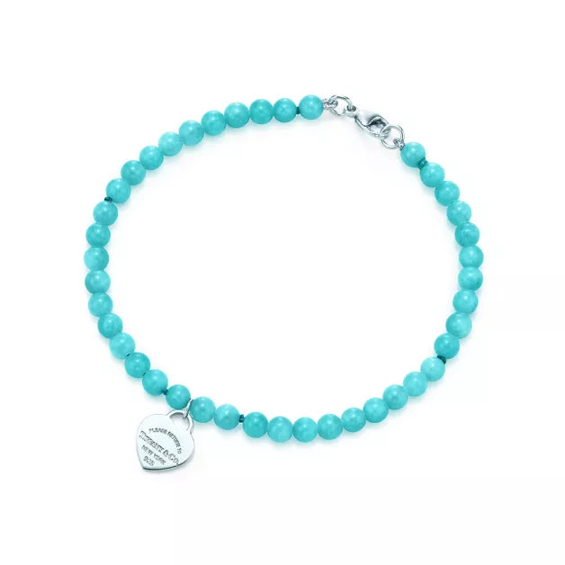 Return to Tiffany® Heart Tag Bead Bracelet in Silver with Amazonite, 4 mm