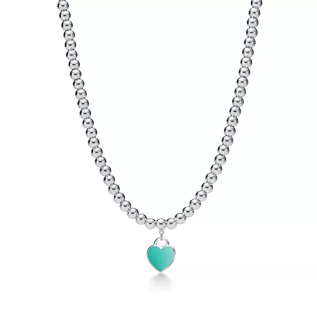 Return to Tiffany® Tiffany Blue® Heart Tag Bead Necklace in Silver