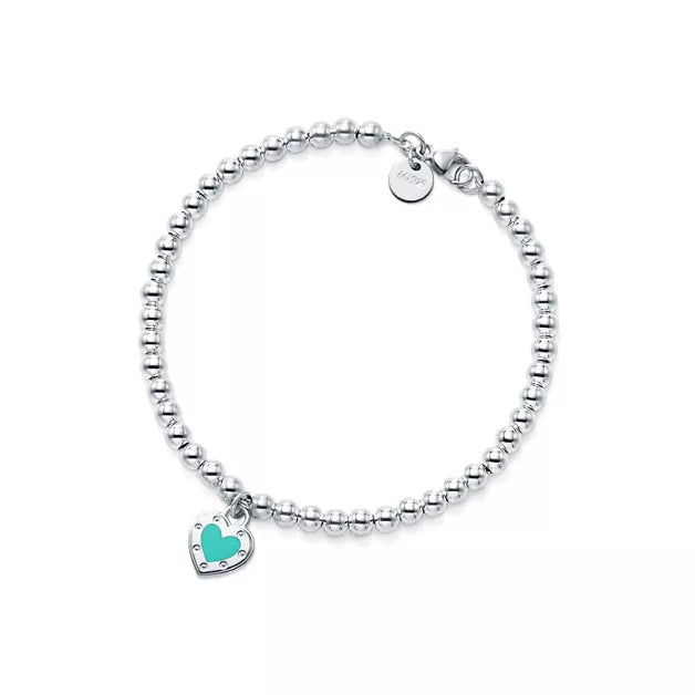 Return to Tiffany® Love Tiffany Blue® Heart Tag Bead Bracelet in Silver