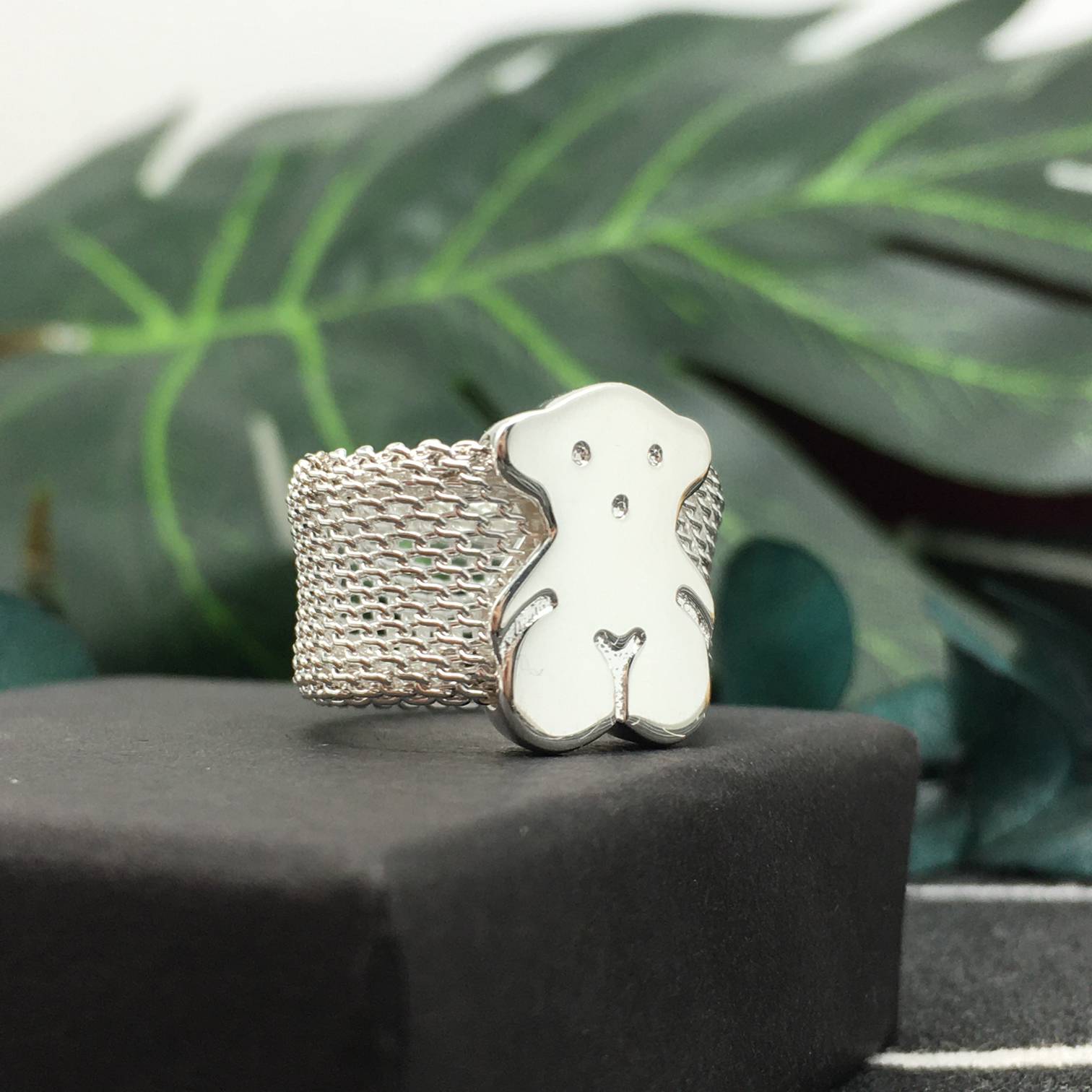 BIG MESH RING Silver Mesh Ring 13mm size