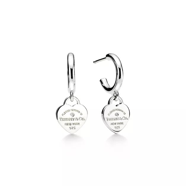 Return to Tiffany® Hoop Earrings in Sterling Silver with Diamonds, Mini