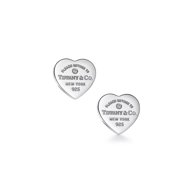 Return to Tiffany® Heart Tag Earrings in Sterling Silver with a Diamond, Mini