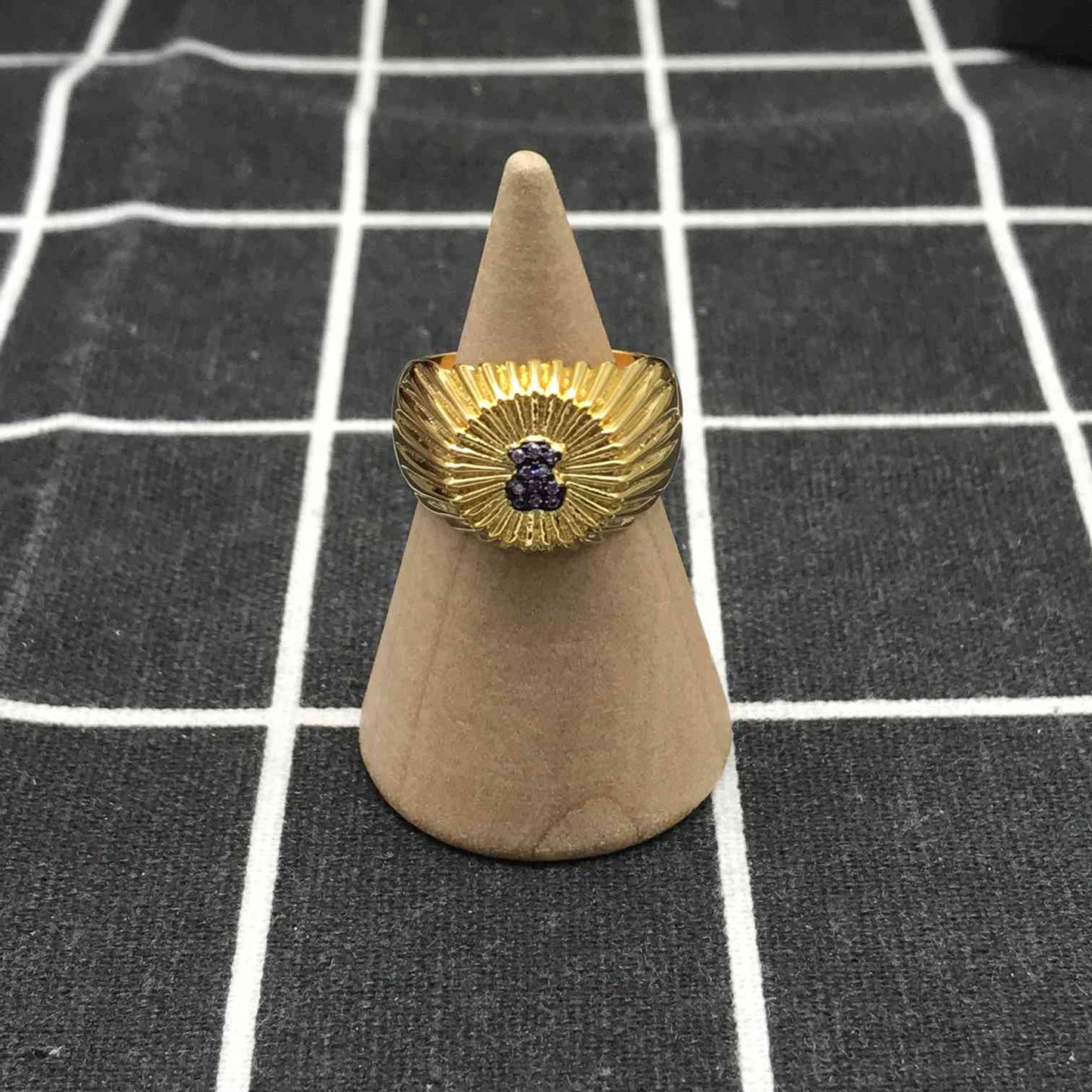 Silver vermeil Signet ring and bear with iolite Iris Motif