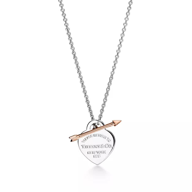 Return to Tiffany® Lovestruck Heart Tag Pendant in Silver and Rose Gold, Medium