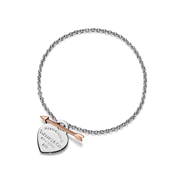 Return to Tiffany® Lovestruck Heart Tag Bracelet in Silver and Rose Gold, Small
