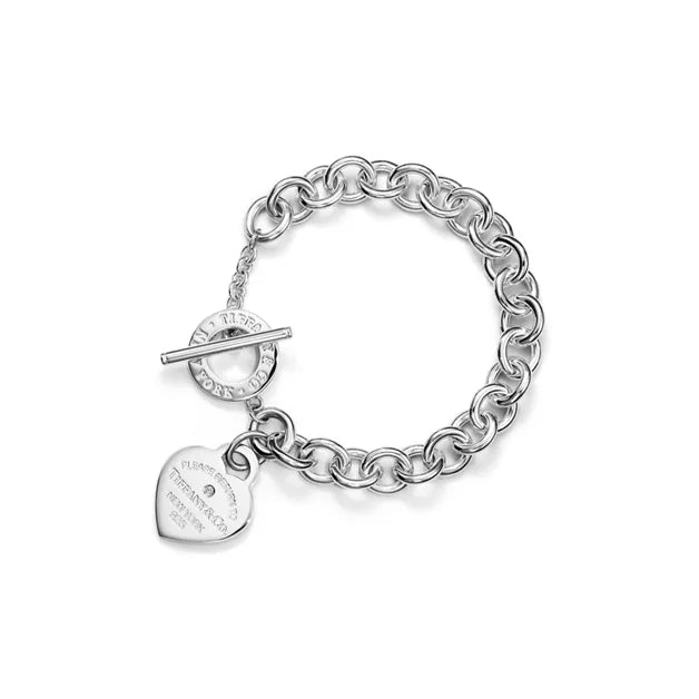 Return to Tiffany® Heart Tag Bracelet in Silver with a Diamond, Medium
