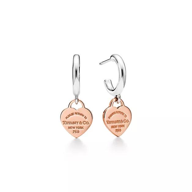 Return to Tiffany® Hoop Earrings in Sterling Silver and Rose Gold, Mini