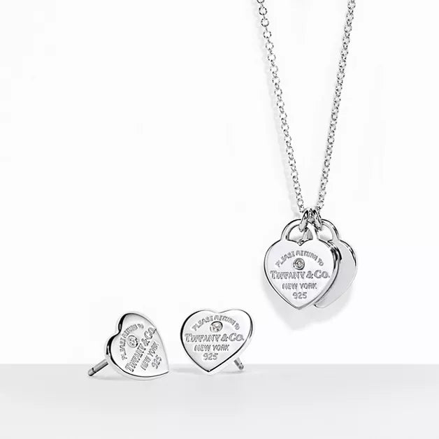 Return to Tiffany® Heart Pendant and Earrings Set, Limited Edition in Silver with Diamonds, Mini