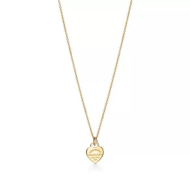 Return to Tiffany® Mini Heart Tag Pendant in Yellow Gold with a Diamond