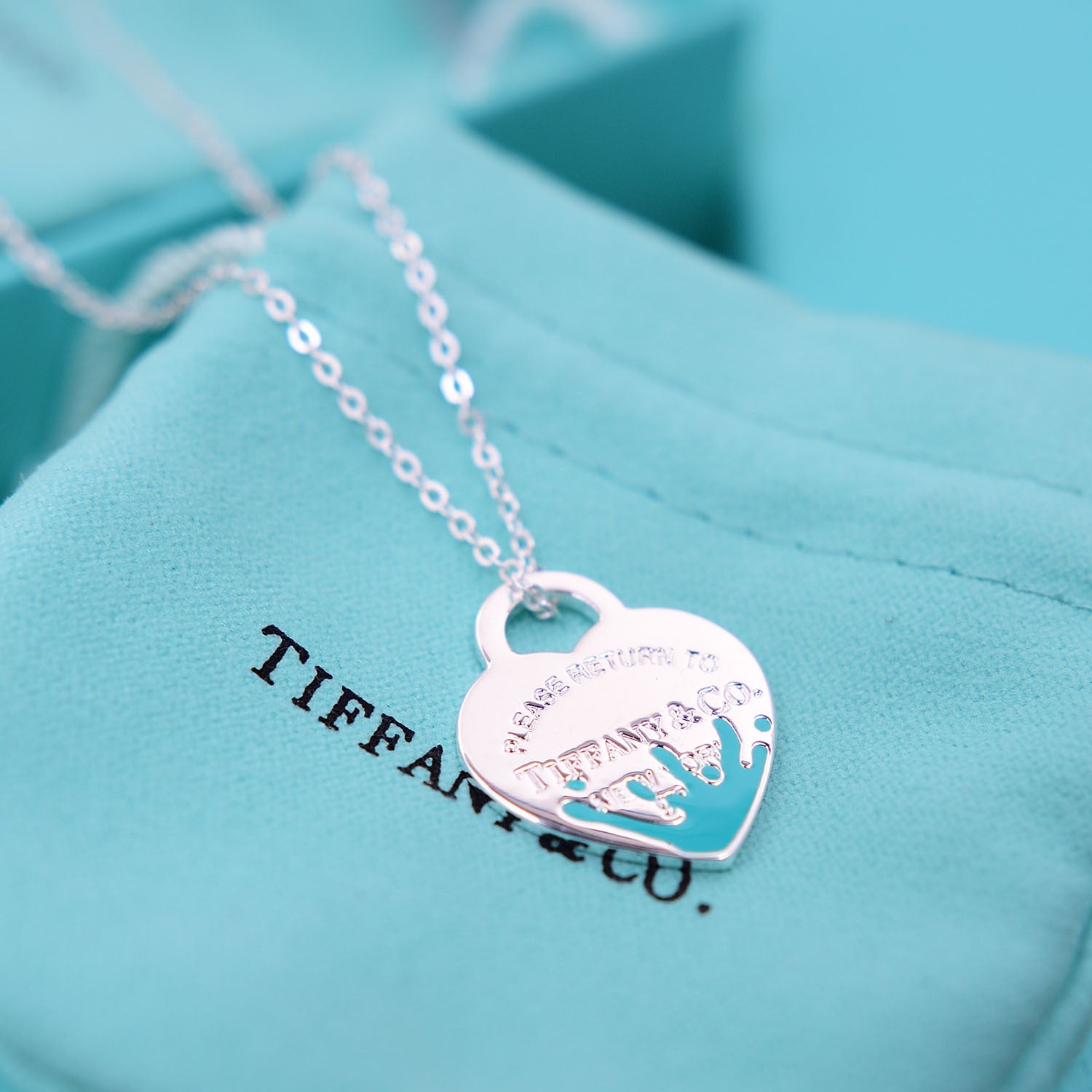 Tiffany & Co Return To Tiffany Sterling Silver Enamel silver blue Color Heart Charm