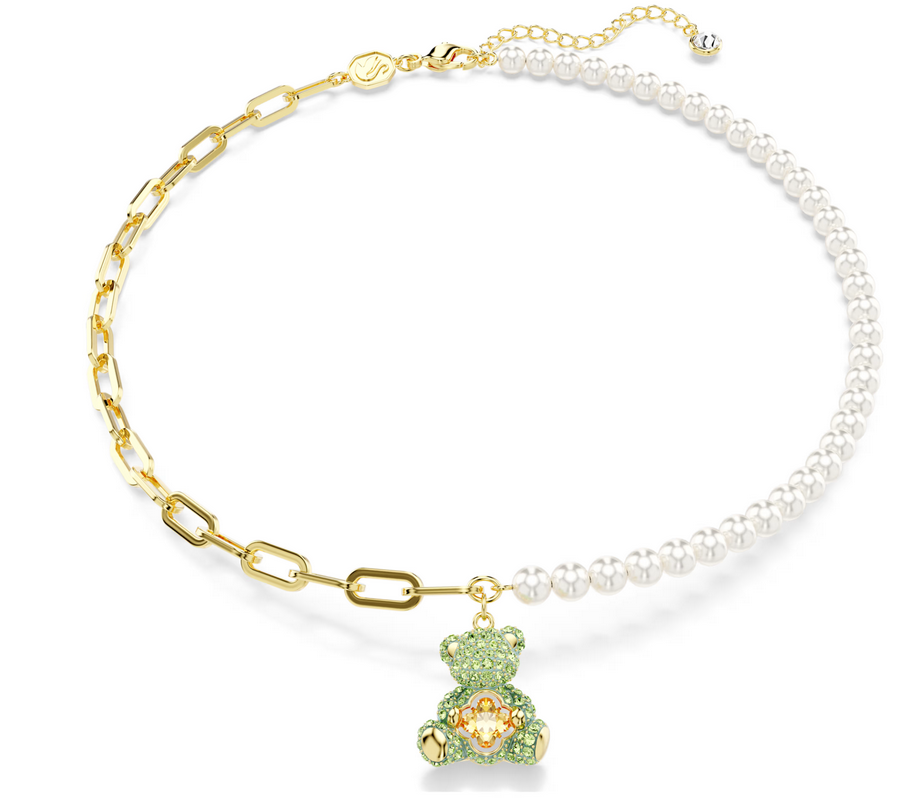 SWAROVSKI Teddy pendant Crystal pearl, Bear, Multicolored, Gold-tone plated