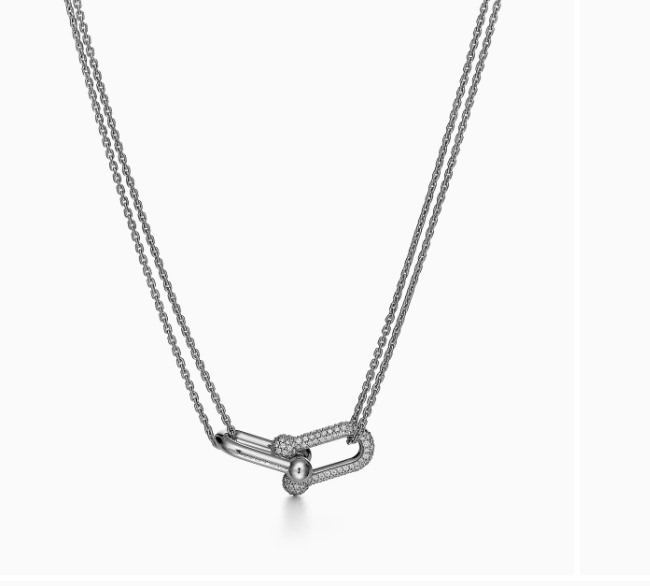 Tiffany HardWear Large Double Link Pendant in White Gold