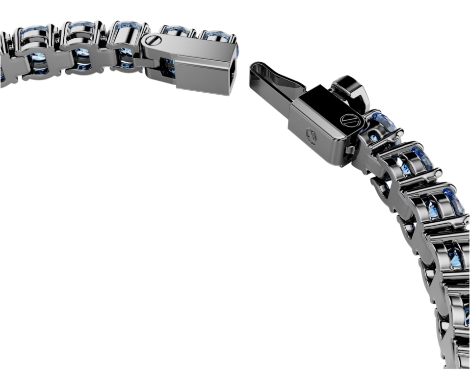 SWAROVSKI Matrix Tennis bracelet Round cut Blue Ruthenium plated
