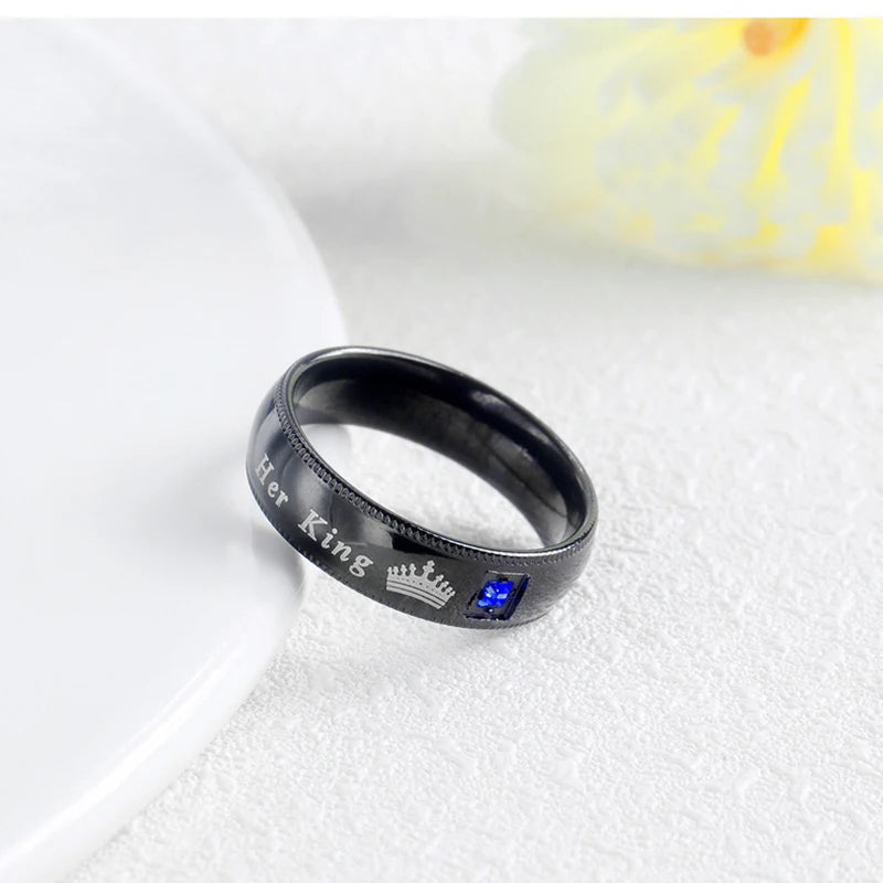 Rings Her King His Queen Statement Rings Fashion AAA Zircon Crown Ring Romantic Anniversary Wedding Band Ring