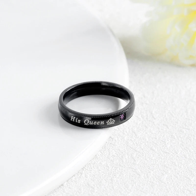 Rings Her King His Queen Statement Rings Fashion AAA Zircon Crown Ring Romantic Anniversary Wedding Band Ring