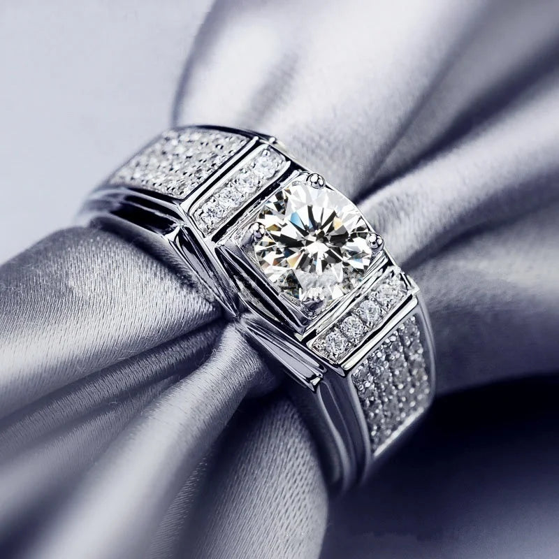 Trendy Rings Women's Heart White Crystal Rhinestones Rings Set Men's CZ Stainless Steel Ring Wedding Engagement Jewelry