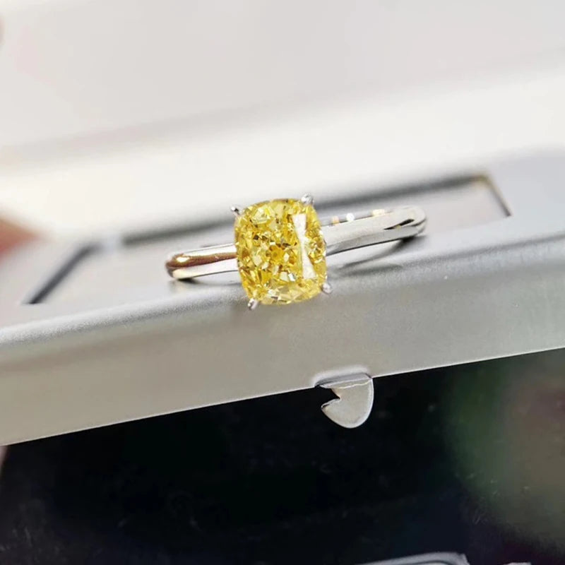 Luomansi 1.25CT Yellow High Carbon Diamond Silver Ring 100%-S925 Silver Wedding Party Fine Jewelry Wholesale