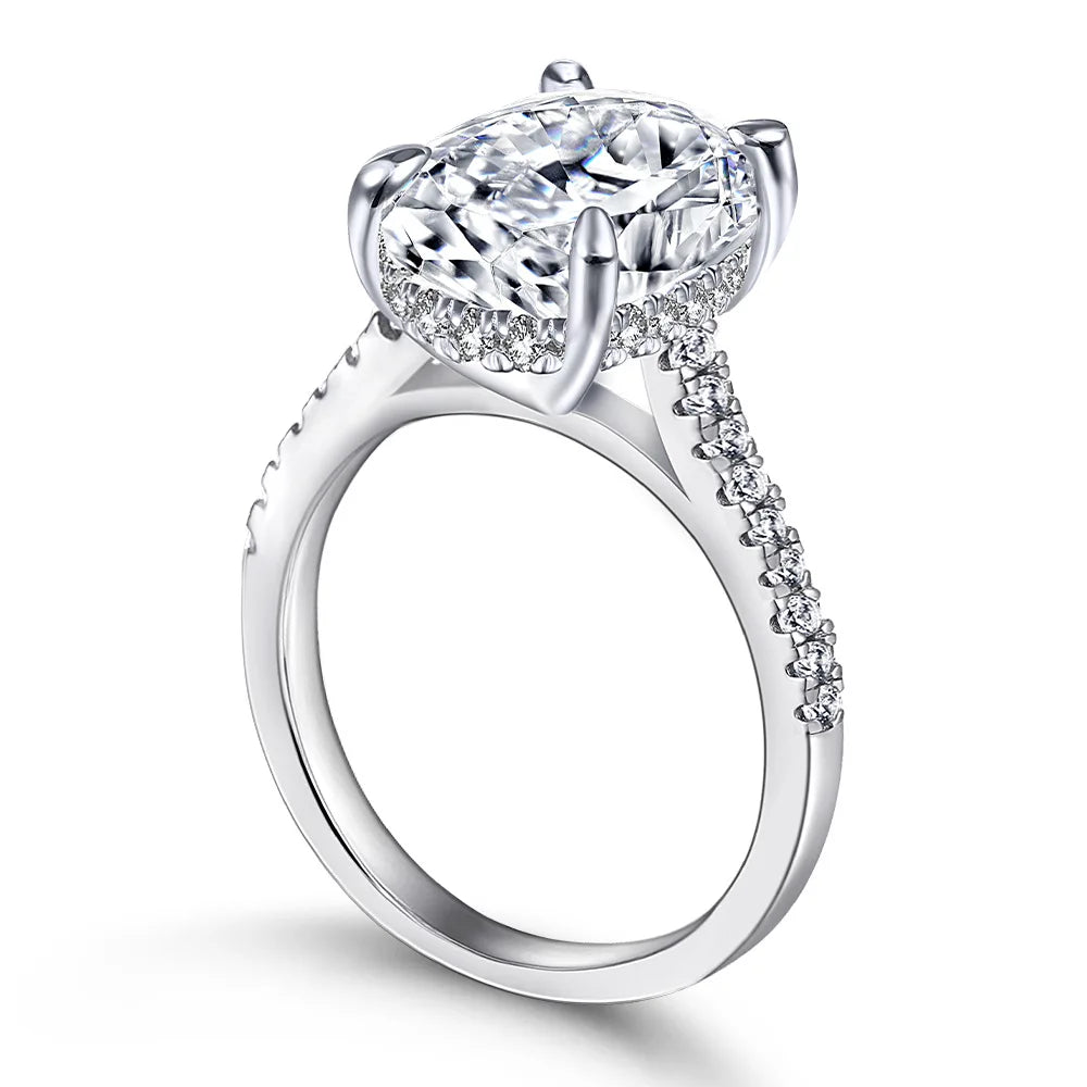 100% Genuine 6ct Oval Moissanite Ring Women with Certificate Laboratory Diamond Ring Ring Jewelry Anniversary Gift