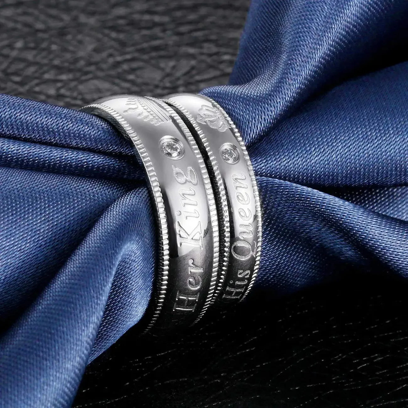 Couple Rings Her King His Queen Statement Rings Zircon Crown Ring Romantic Anniversary Wedding Band Ring