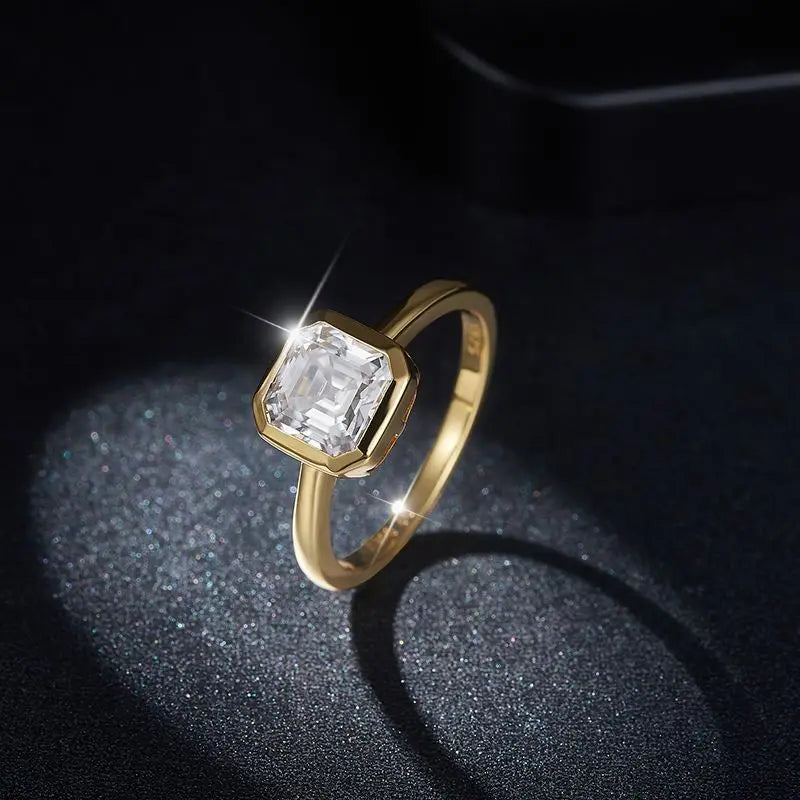2.0ct Moissanite Wedding Ring for Women 7x7MM Laboratory Crafted Diamond S925 Silver Plated Gold Jewelry with Certificate