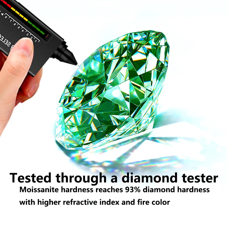 1 Carat Green Moissanite Ring Women VVS 6.5MM Pass Diamond Test 100% - S925 Silver Jewelry Party Gift