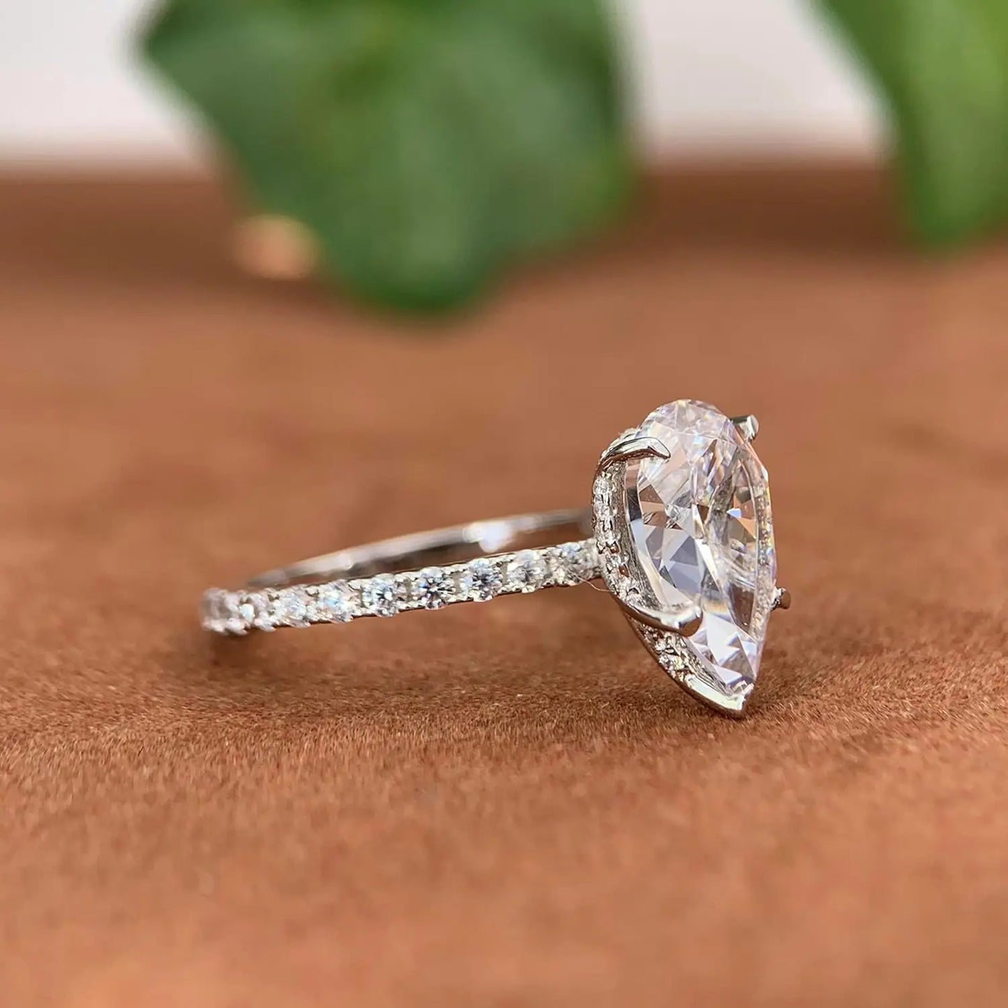 Super Sparkling Pear shaped Moissanite Drop Ring Women with Certificate 1-2ct Laboratory Diamond Rings Jewelry S925 Silver