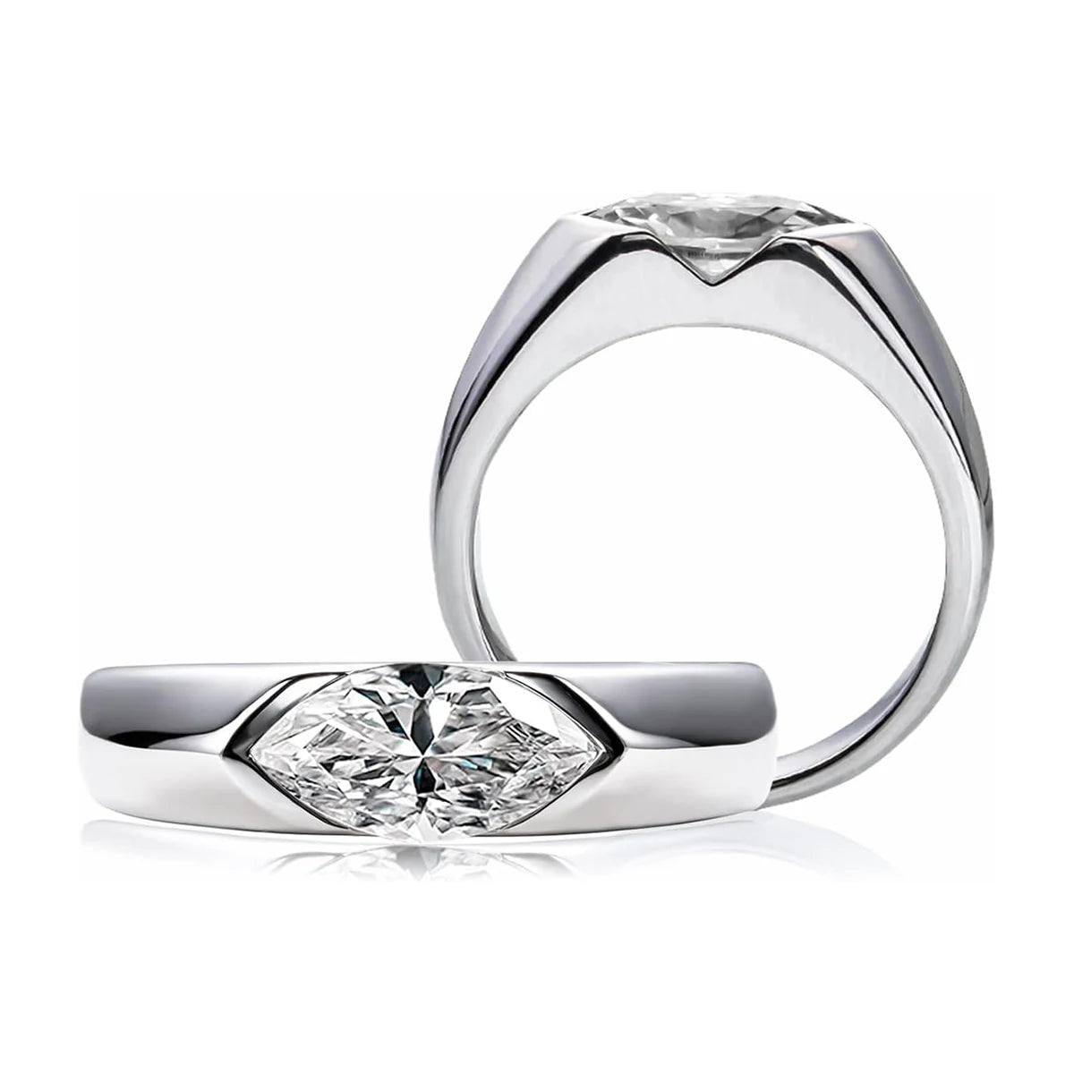 Olive Moissanite Wedding Ring Women with Certificate 1ct 5x8MM Laboratory Diamond Rings Jewelry 18K Gold Plated S925 Silver