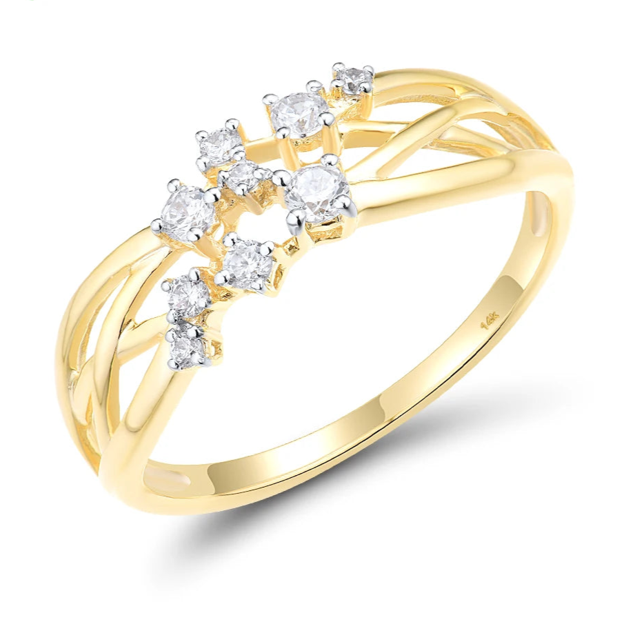 Authentic 14K 585 Yellow Gold Rings For Women Sparkling Diamond Exquisite Wedding Engagement Fine Gifts Jewelry