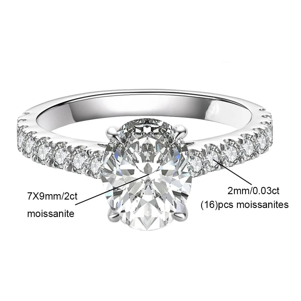 Super Flash 1-3ct Oval Moissanite Women Ring Laboratory Diamond Wedding Ring Jewelry 18K Gold Plated S925 Silver Certificate
