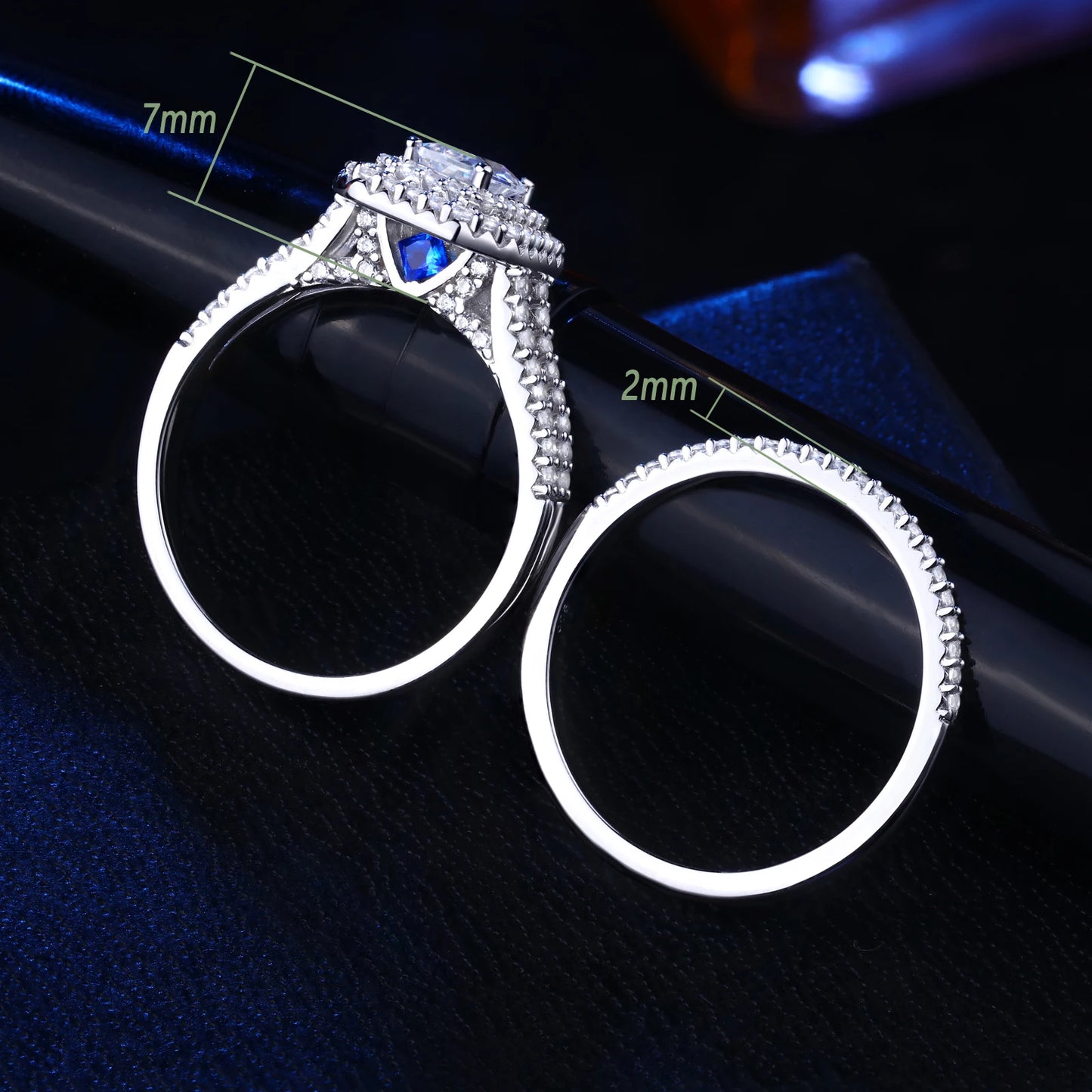 Solid 925 Silver Wedding Jewelry Double Halo Radiant Cut Engagement Bridal Rings for Women White AAAAA Cubic Zirconia