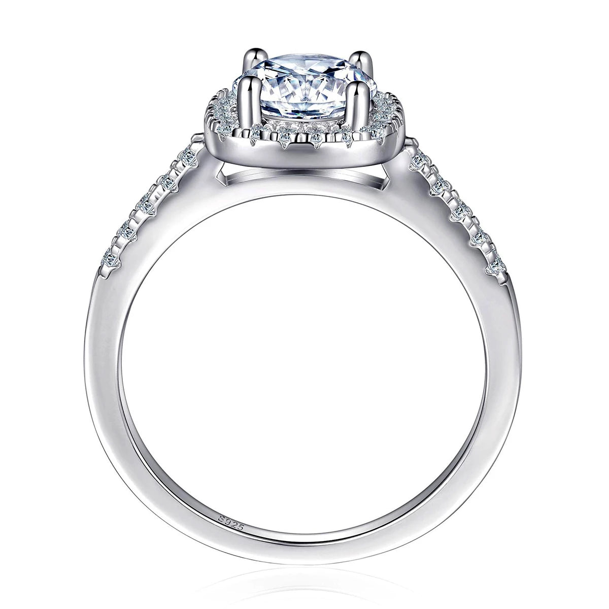 Luxury 100% 1-2ct Color Moissanite Ring with Certificate Passed Diamond Test S925 Silver Ring Women Jewelry Gift