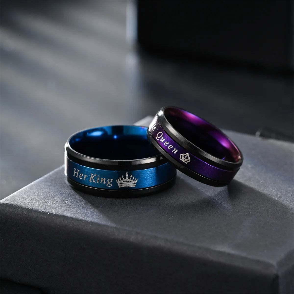 Promise Rings For Couple Romantic Her King His Queen Stainless Steel Couple Rings Wedding Band Jewelry Anniversary Gift