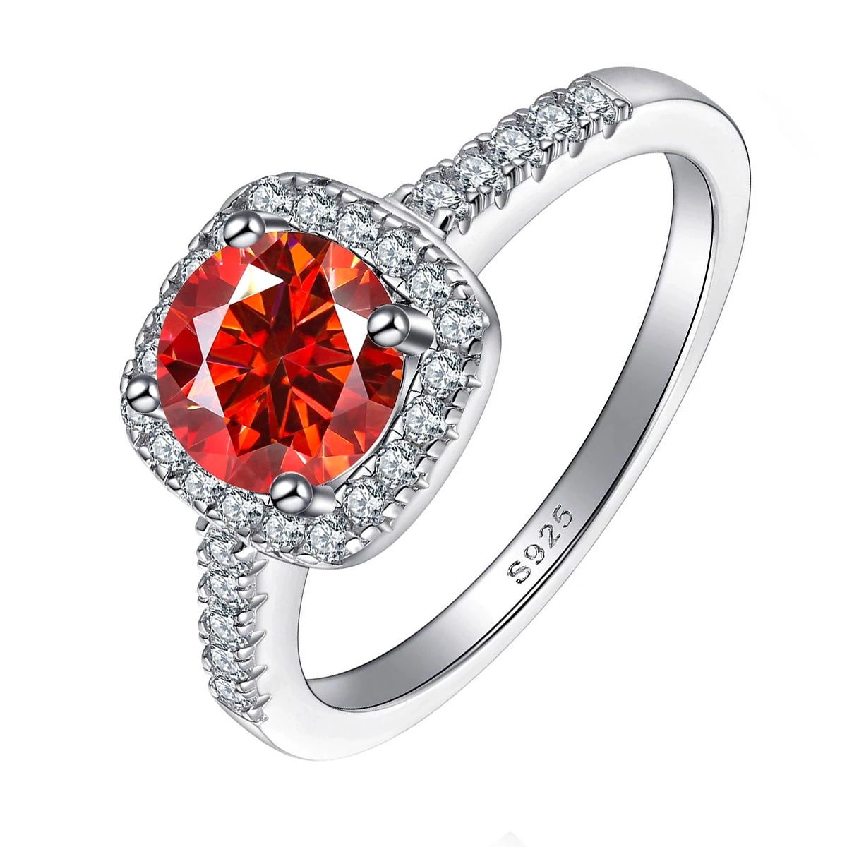 Luxury 100% 1-2ct Color Moissanite Ring with Certificate Passed Diamond Test S925 Silver Ring Women Jewelry Gift